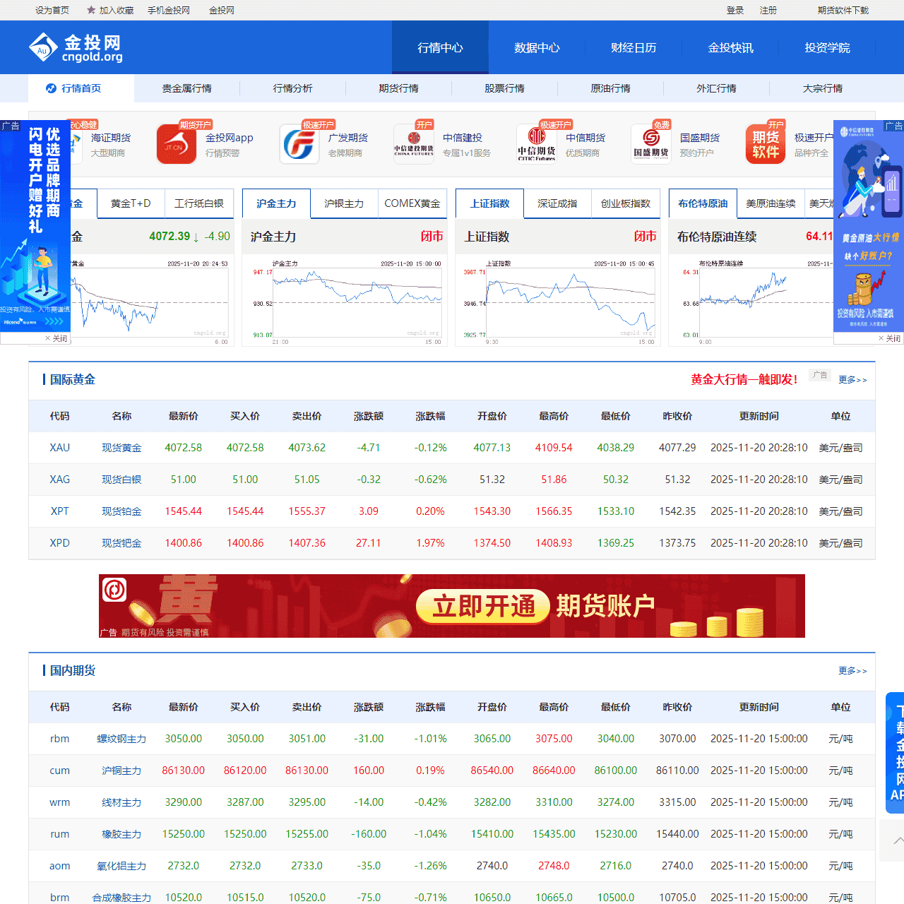 行情中心_贵金属行情汇总_原油行情数据_外汇汇率行情_现货行情分析_期货行情走势_股票行情大盘-金投网